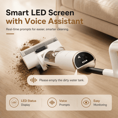 PrettyCare Wet Dry Vacuum Cleaner, Cordless Vacuum Mop with 20KPa Suction, 180° Lie-Flat Floor Washer, Self-Cleaning Hard Floor Cleaner, 40Min Runtime